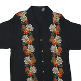 CHEROKEE Mens Black Floral Casual Shirt M Cotton Blend Hawaiian Style