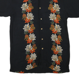 CHEROKEE Mens Black Floral Casual Shirt M Cotton Blend Hawaiian Style