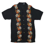 CHEROKEE Mens Black Floral Casual Shirt M Cotton Blend Hawaiian Style
