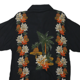 CHEROKEE Mens Black Floral Casual Shirt M Cotton Blend Hawaiian Style