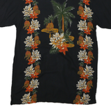 CHEROKEE Mens Black Floral Casual Shirt M Cotton Blend Hawaiian Style