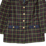 Womens Black & Yellow Check Jacket L Acetate Button Closure Classic Fit Stylish