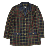 Womens Black & Yellow Check Jacket L Acetate Button Closure Classic Fit Stylish