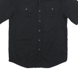WRANGLER Mens Black Casual Shirt L Cotton Blend Button Front Short Sleeve