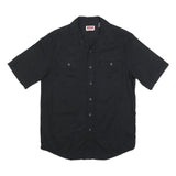 WRANGLER Mens Black Casual Shirt L Cotton Blend Button Front Short Sleeve