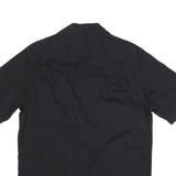 WRANGLER Mens Black Casual Shirt L Cotton Blend Button Front Short Sleeve