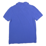 TOMMY HILFIGER Mens Blue Short Sleeve Plain Polo Shirt M Cotton Blend Casual