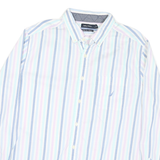 NAUTICA Mens Blue & Pink Striped Cotton Blend Shirt XL Classic Fit Button-Down