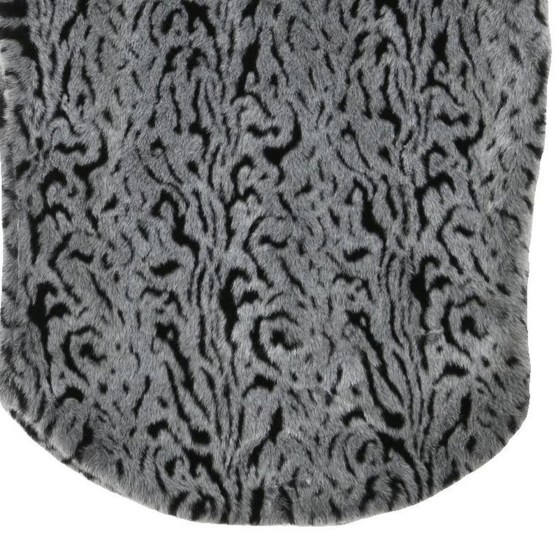 Womens Grey Black Animal Print Faux Fur Jacket L Polyester Blend Sleeveless Open