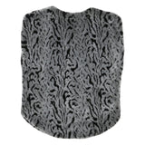 Womens Grey Black Animal Print Faux Fur Jacket L Polyester Blend Sleeveless Open