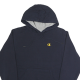 CHAMPION Mens Navy Blue Hoodie S Cotton Blend Pullover Sweatshirt
