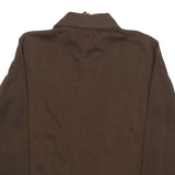 JANDY PLACE Womens Brown Polo Collar M Sweatshirt Zip Neck Retro Striped Hem