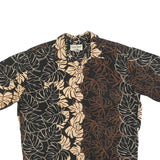 COOKE STREET Mens Black & Beige Leaf Print Cotton Shirt M Summer Casual Short