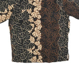 COOKE STREET Mens Black & Beige Leaf Print Cotton Shirt M Summer Casual Short