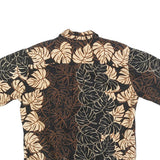 COOKE STREET Mens Black & Beige Leaf Print Cotton Shirt M Summer Casual Short