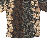 COOKE STREET Mens Black & Beige Leaf Print Cotton Shirt M Summer Casual Short