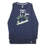 MAJESTIC Womens Blue Seattle Seahawks Lace Up Neck M Cotton Blend Sweatshirt