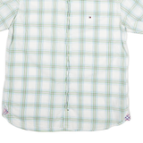 TOMMY HILFIGER Mens White & Green Check Shirt L Cotton Blend Casual Summer