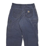 CARHARTT Mens Relaxed Blue Cotton Blend Trousers W32 L29 Workwear Casual Zip