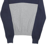 TOMMY HILFIGER Mens Navy & Grey Plain Crew Neck Basic Knit Jumper M Cotton Blend