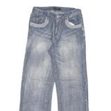 BLUEWAY Womens Jeans Blue Regular Straight Denim Light W28 L31 Casual Zip Pocket