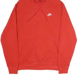NIKE Mens Red Pullover Hoodie L Cotton Casual Sportswear