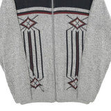 ROGER KENT Mens Grey Patterned Zip Jumper M Acrylic Warm Casual