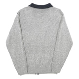 ROGER KENT Mens Grey Patterned Zip Jumper M Acrylic Warm Casual