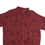 BATICK BAY Mens Red Patterned Shirt 2XL Cotton Casual Short Sleeve Relaxed Fit