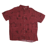 BATICK BAY Mens Red Patterned Shirt 2XL Cotton Casual Short Sleeve Relaxed Fit