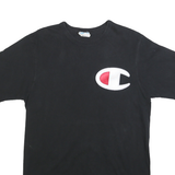 CHAMPION Mens Black Graphic T-Shirt L Short Sleeve Crew Neck Cotton Blend