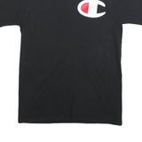 CHAMPION Mens Black Graphic T-Shirt L Short Sleeve Crew Neck Cotton Blend