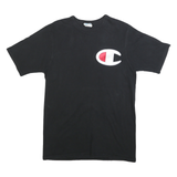 CHAMPION Mens Black Graphic T-Shirt L Short Sleeve Crew Neck Cotton Blend