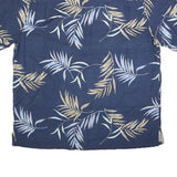 ISLAND REPUBLIC Mens Blue Silk Tropical Print Shirt L Summer Beachwear Casual