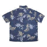 ISLAND REPUBLIC Mens Blue Silk Tropical Print Shirt L Summer Beachwear Casual