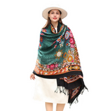 Anyyou 100% Pure Merino Wool Multicolor Poncho for Women Winter Large Scarf Pashmina Shawl Bandana Neck Wrap