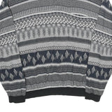 NICK TAYLOR SPORTSWEAR Mens Black & Grey Patterned Jumper Polo Collar Basic Knit