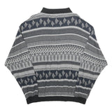 NICK TAYLOR SPORTSWEAR Mens Black & Grey Patterned Jumper Polo Collar Basic Knit