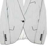 ZARA BASIC Womens White & Black Striped Blazer Jacket XS Cotton Blend Classic