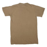 Mens Beige Plain Cotton Blend T-Shirt S Short Sleeve Crew Neck Casual Basic