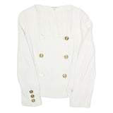 GEORGES RECH Womens White Classic Jacket UK 10 Viscose Blend Button Nautical