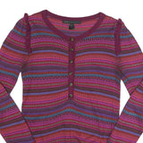 MARC JACOBS Womens Purple Patterned Pullover Jumper Round Neck Chunky Knit M