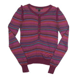 MARC JACOBS Womens Purple Patterned Pullover Jumper Round Neck Chunky Knit M