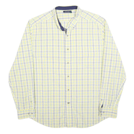 NAUTICA Mens Yellow & Blue Check Cotton Shirt XL Long Sleeve Button Collar
