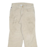 CARHARTT Mens Relaxed Beige Cotton Blend Zip Trousers W30 L30 Workwear Casual