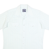 WRANGLER Mens White Striped Classic Western Shirt XL Short Sleeve Cotton Blend