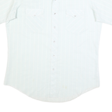 WRANGLER Mens White Striped Classic Western Shirt XL Short Sleeve Cotton Blend