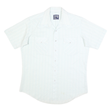 WRANGLER Mens White Striped Classic Western Shirt XL Short Sleeve Cotton Blend