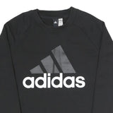ADIDAS Womens Black Cotton Blend Crew Neck S Logo Sweatshirt Pullover