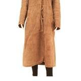 Womens Beige Brown Long Sleeve Button Cotton Blend Jacket L Hooded Plain Fall